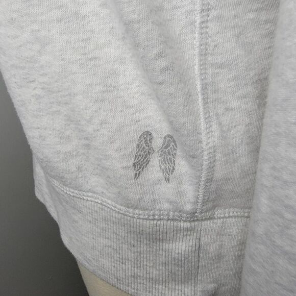Victoria's Secret Gray Hooded Sweatshirt Metallic Graphic & Angel Wings Medium - Picture 7 of 9